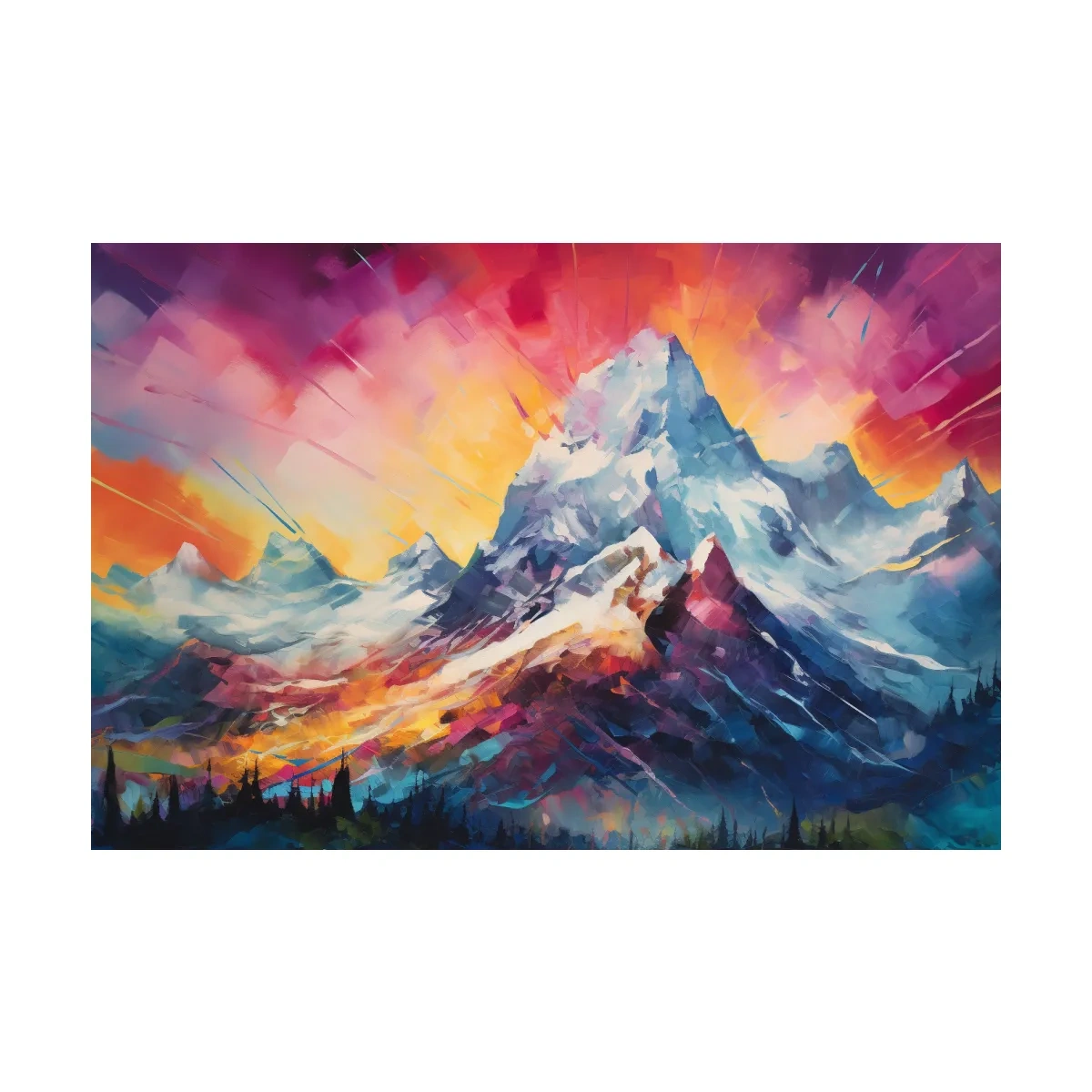 Abstract mountain oil painting Gallery wrapped canvas artwork