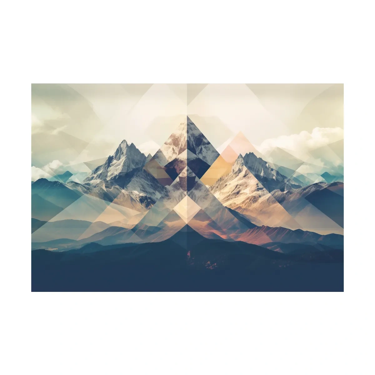 Geometric Abstract Alpine Mountain Peaks - Modern Polygon Landscape Wall Art