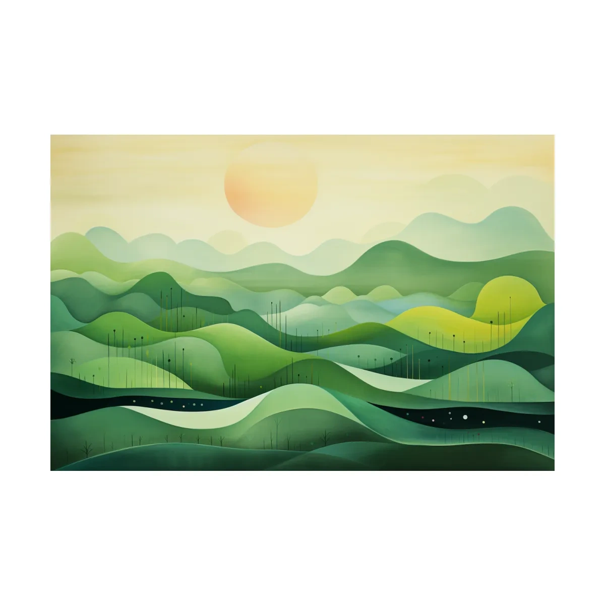 Illustration of rolling green hills