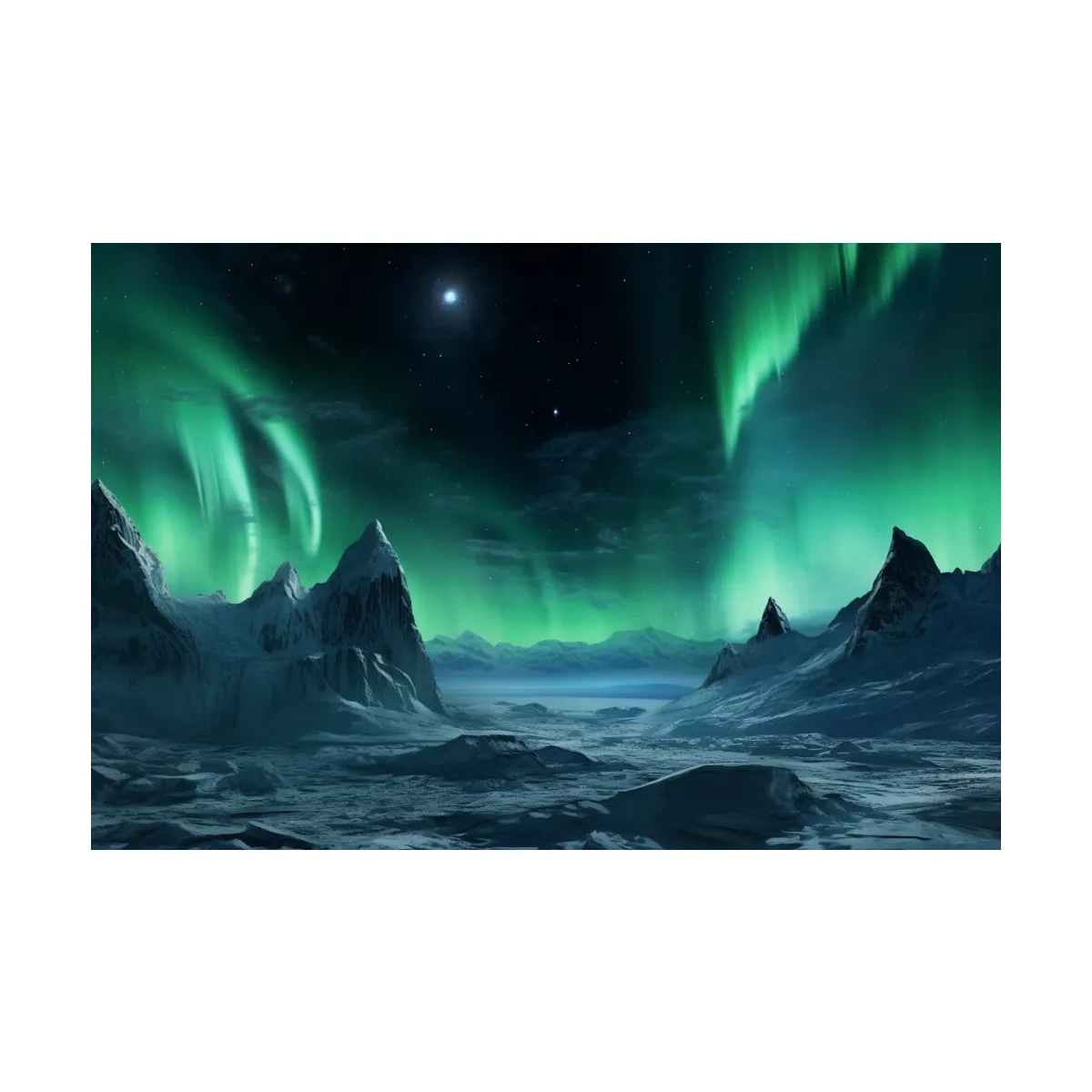 Photographic art, northern lights over the arctic