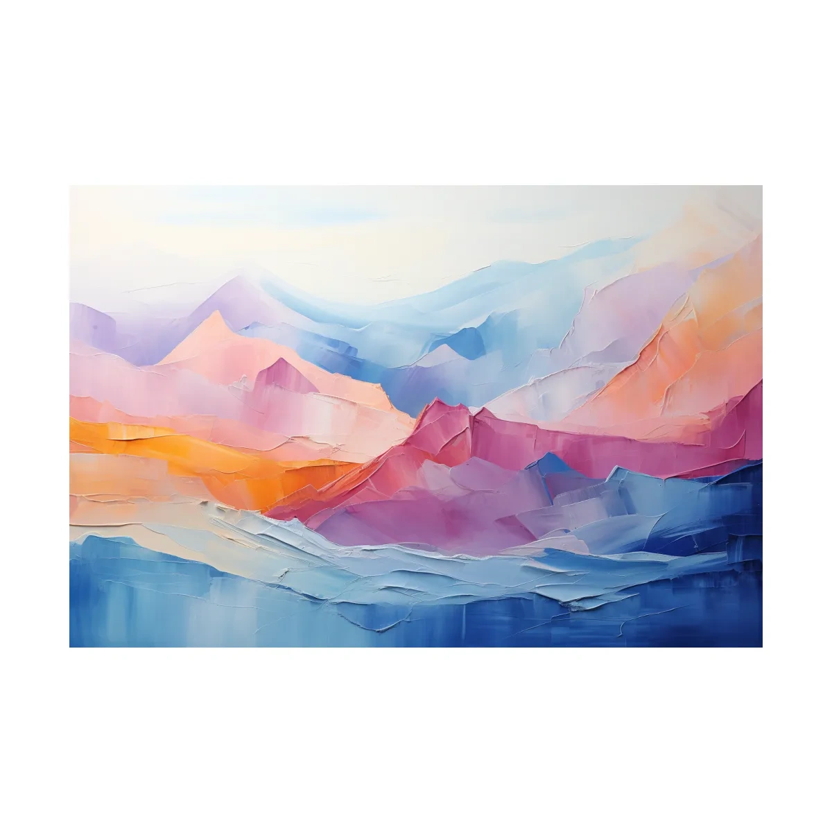 Vibrant Pastel Abstract Mountain Landscape - Colorful Textured Painting Style Wall Art