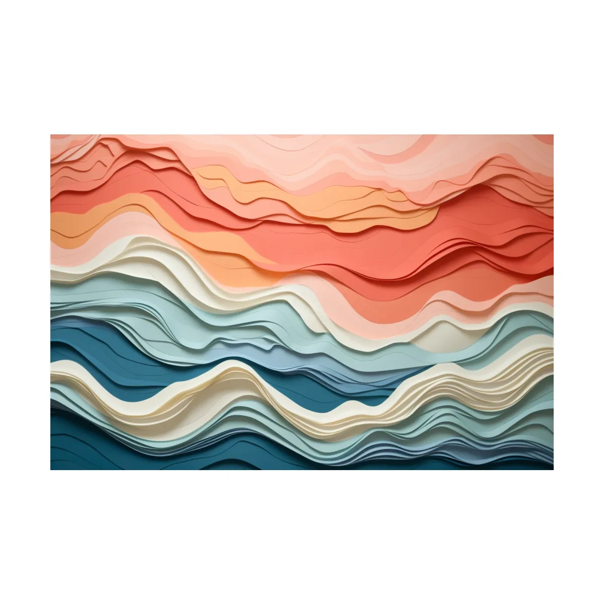 Layered Abstract Topographic Waves - 3D Paper Cut Style Wall Art