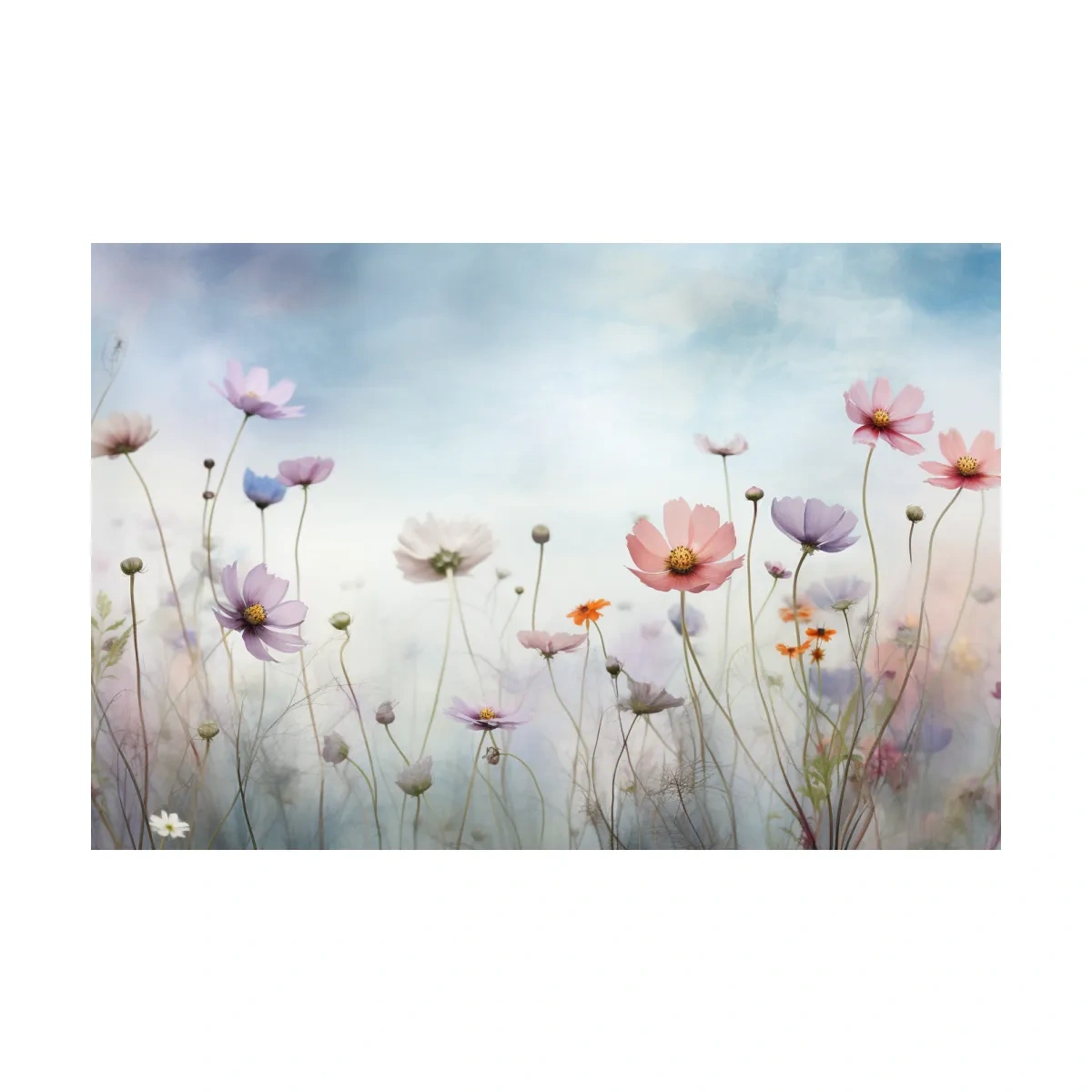 Dreamy Pastel Wildflower Meadow Painting - Soft Watercolor Floral Wall Art