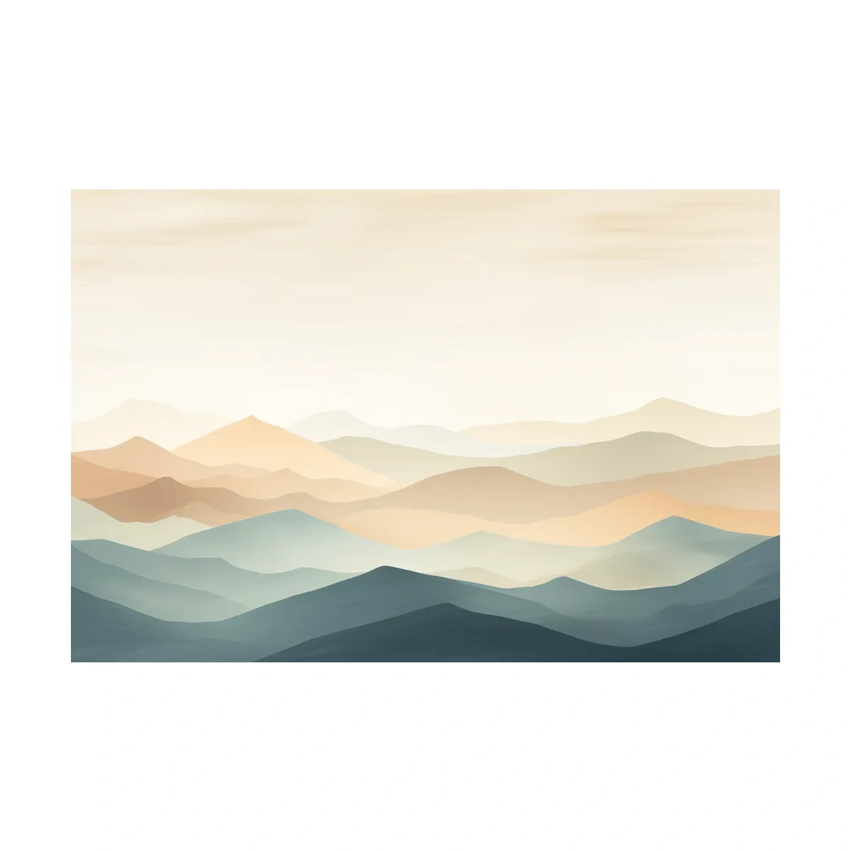 Minimalist Pastel Layered Mountain Landscape - Serene Abstract Nature Wall Art