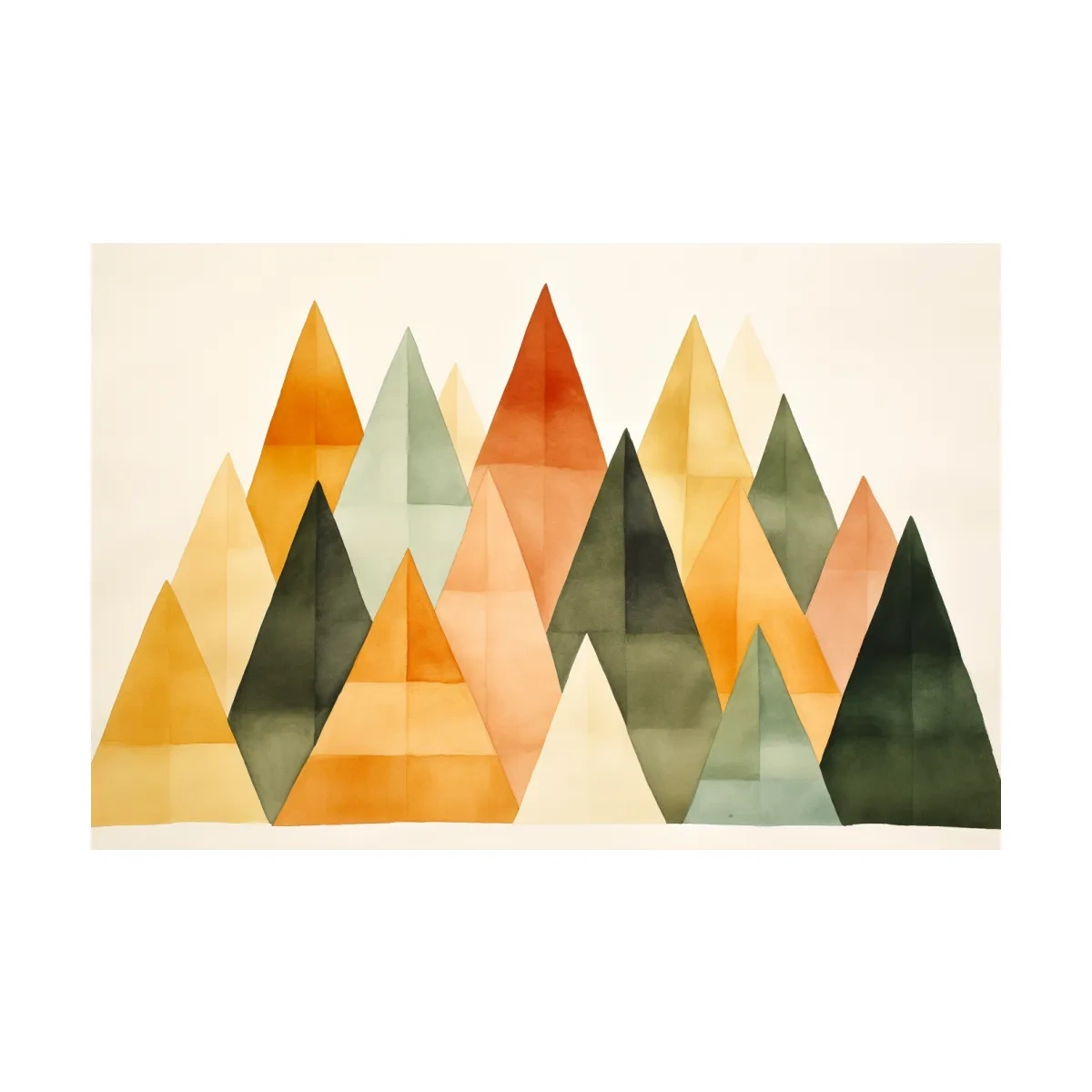Geometric Watercolor Mountains - Modern Scandi Minimalist Wall Art