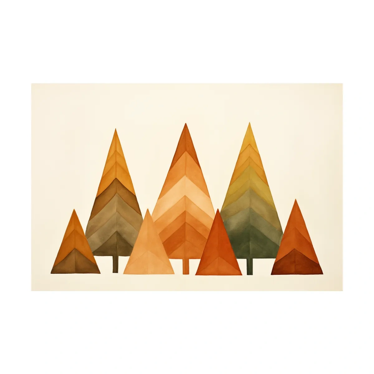 Minimalist Watercolor Pine Tree Forest - Scandinavian Geometric Nature Wall Art