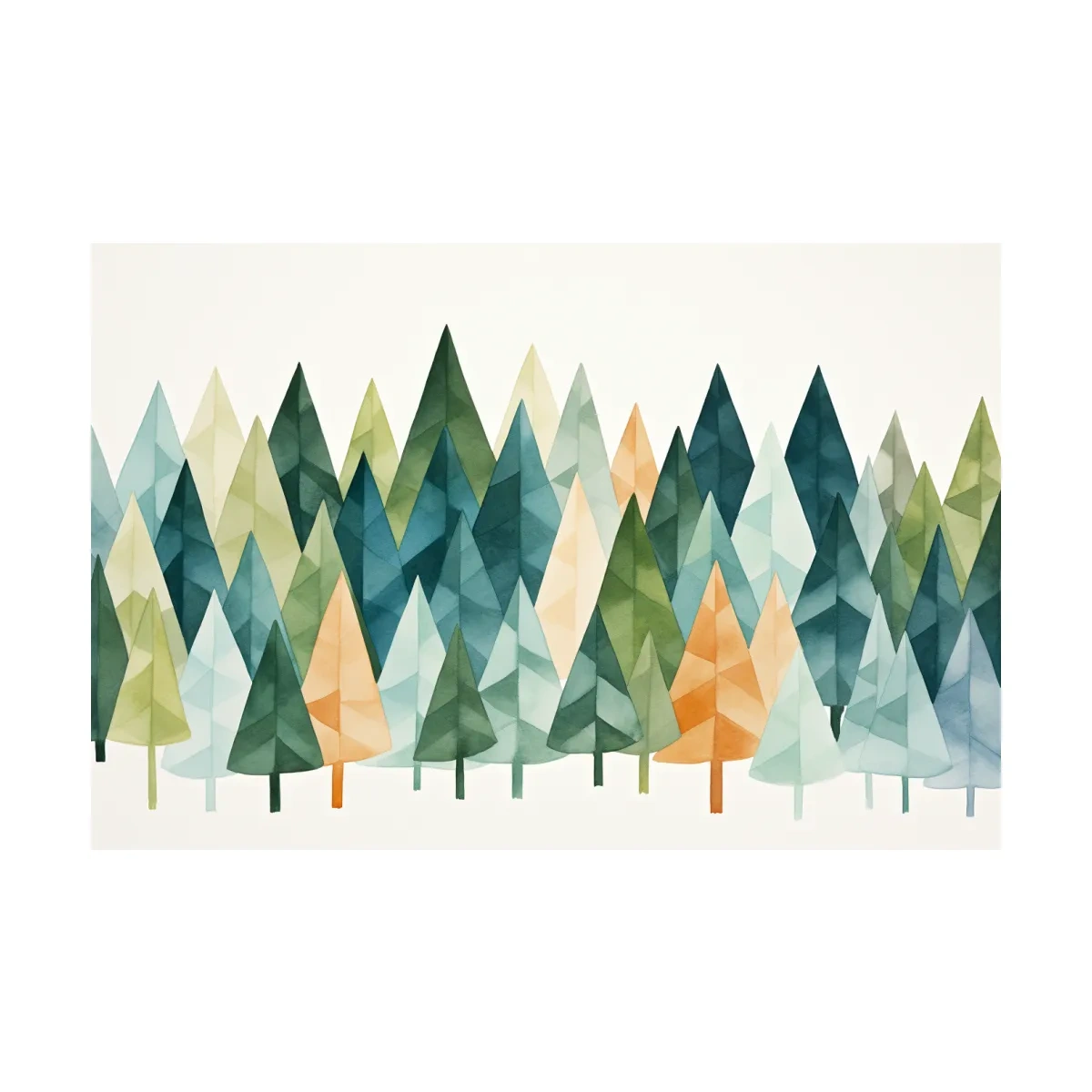 Watercolor Pine Forest Landscape - Modern Scandinavian Wall Art