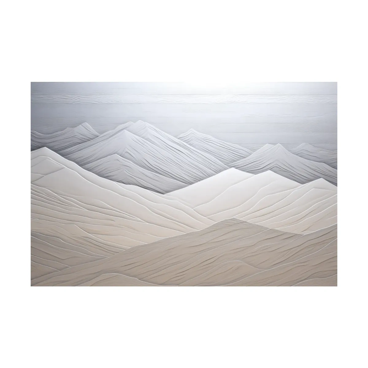 Minimalist Layered Mountain Relief Landscape - Monochrome Wall Art