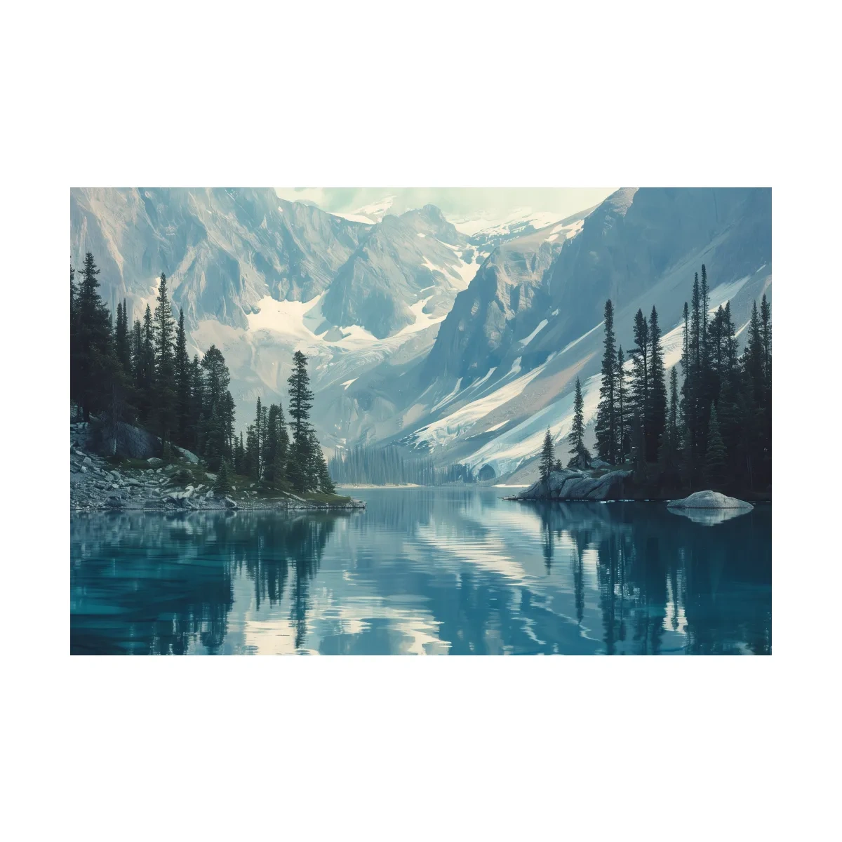Rocky Mountains Turquoise Alpine Lake Reflection Photography - Pacific Northwest Mountain Wall Art