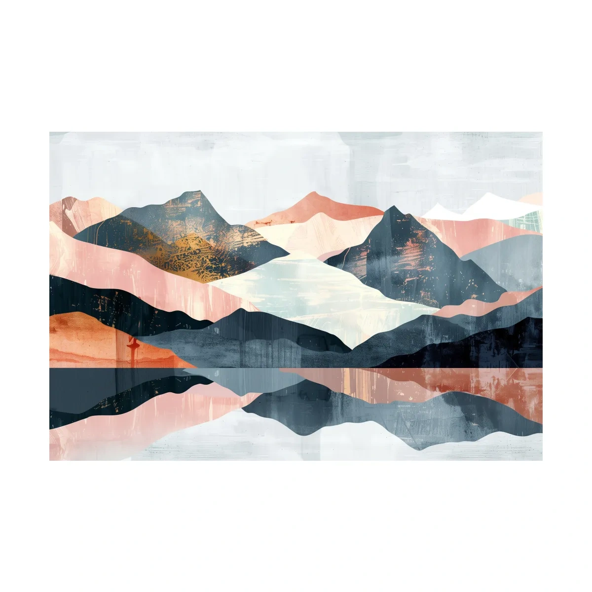 Abstract mountain painting, mid century style artwork
