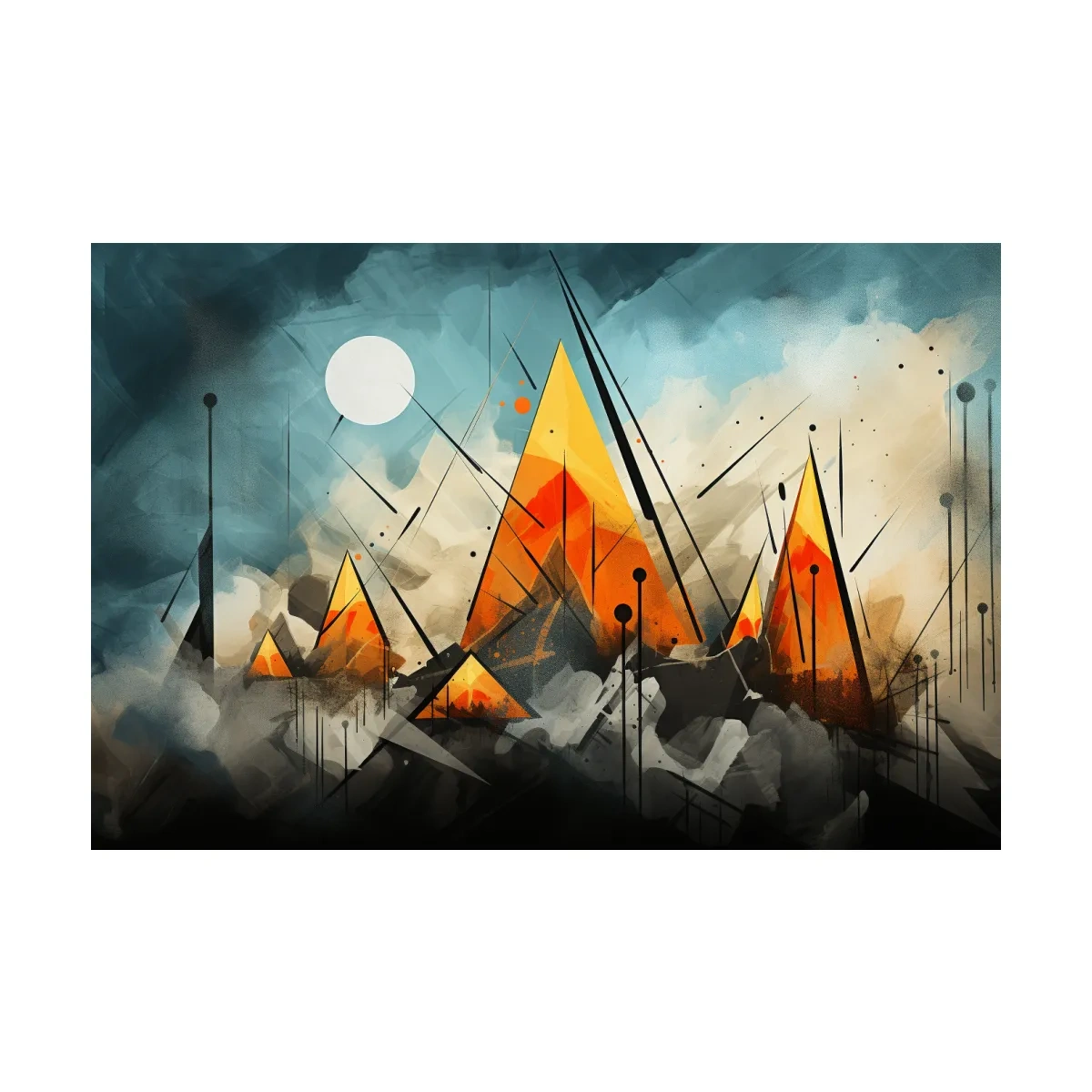 Energetic abstract mountain painting wall art