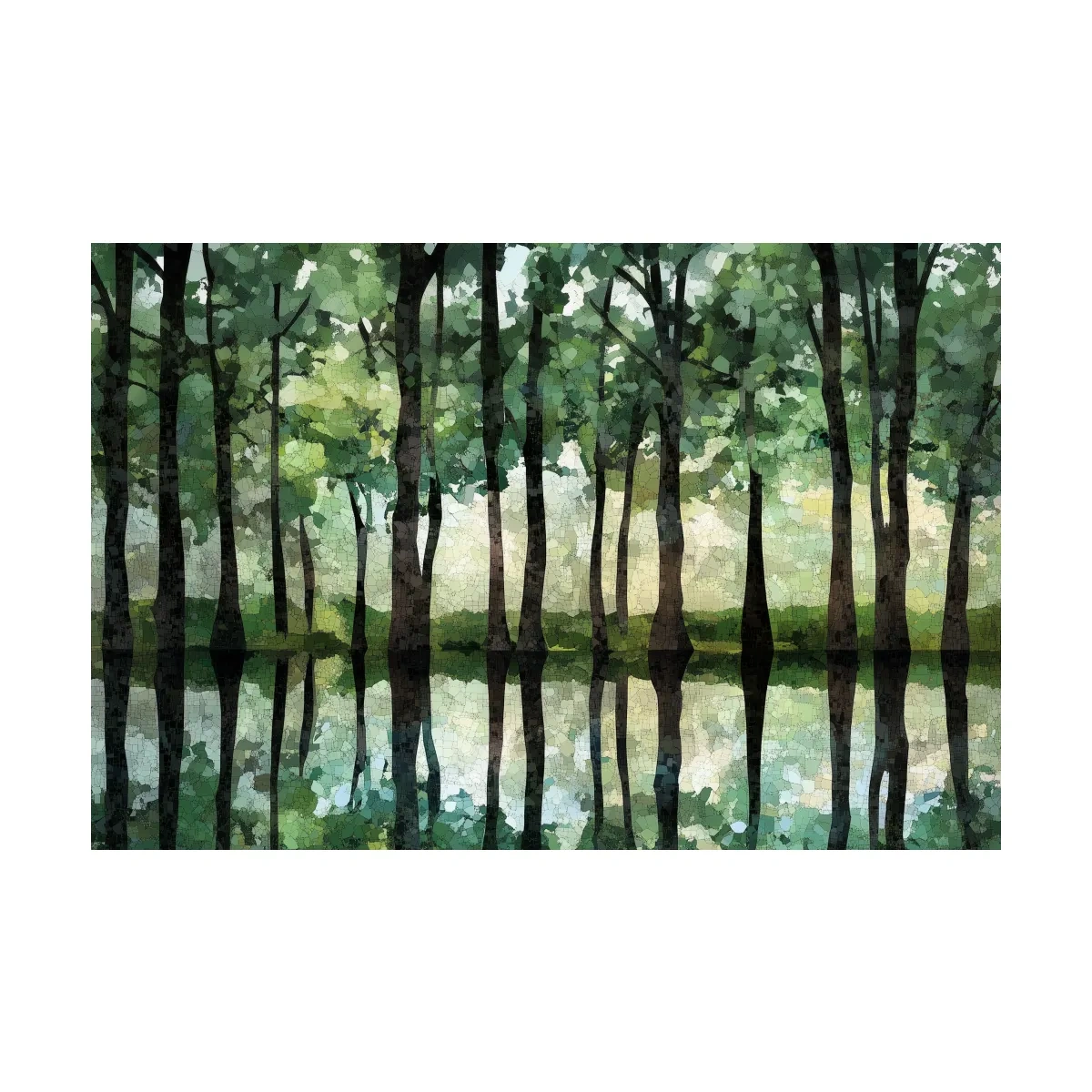 Forest of trees pattern artwork, mosaic style painting wall art