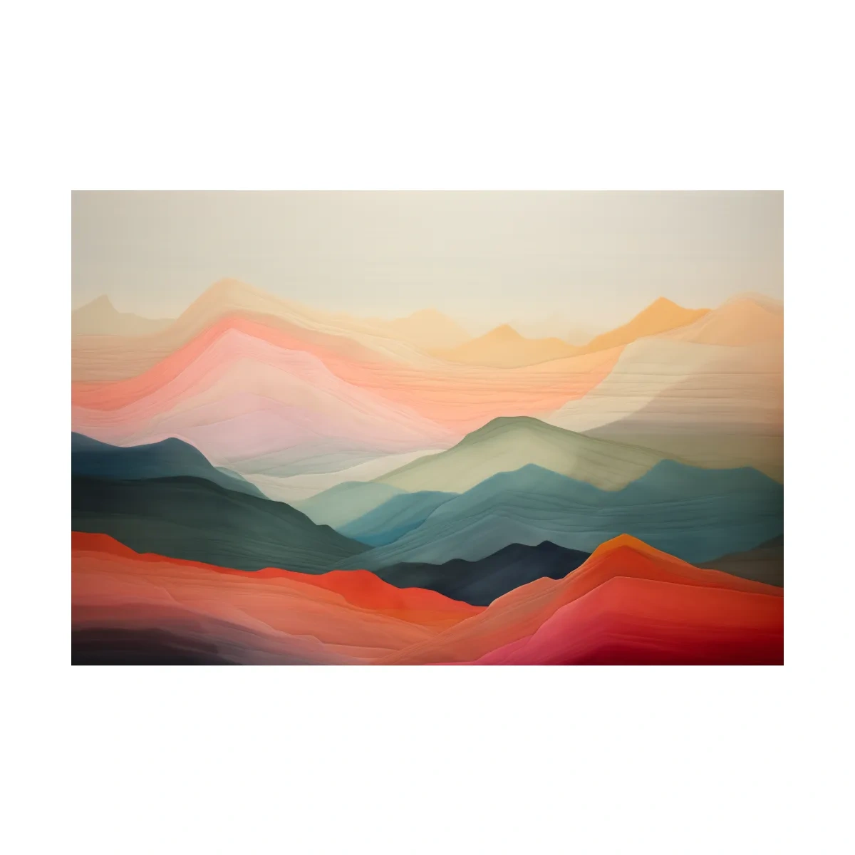 Dreamy Abstract Mountain Ranges In Warm Sunset Tones - Modern Landscape Wall Art