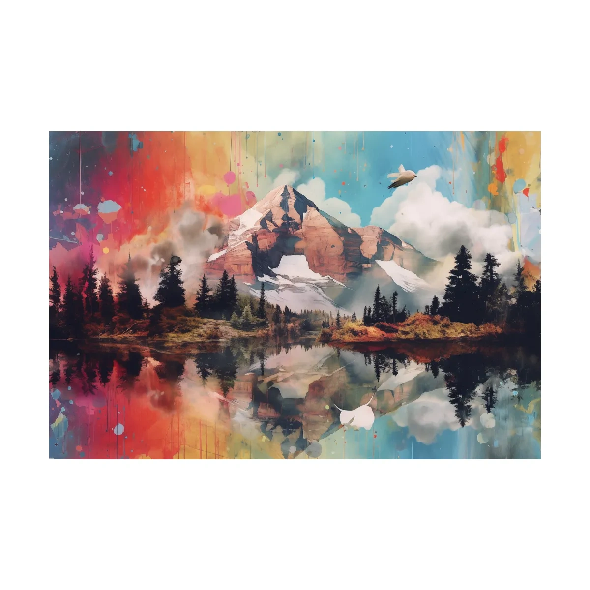 Colourful abstract mountain painting