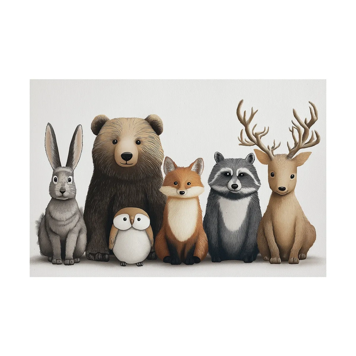 Adorable nursery woodland animals artwork, childrens room decor wall art