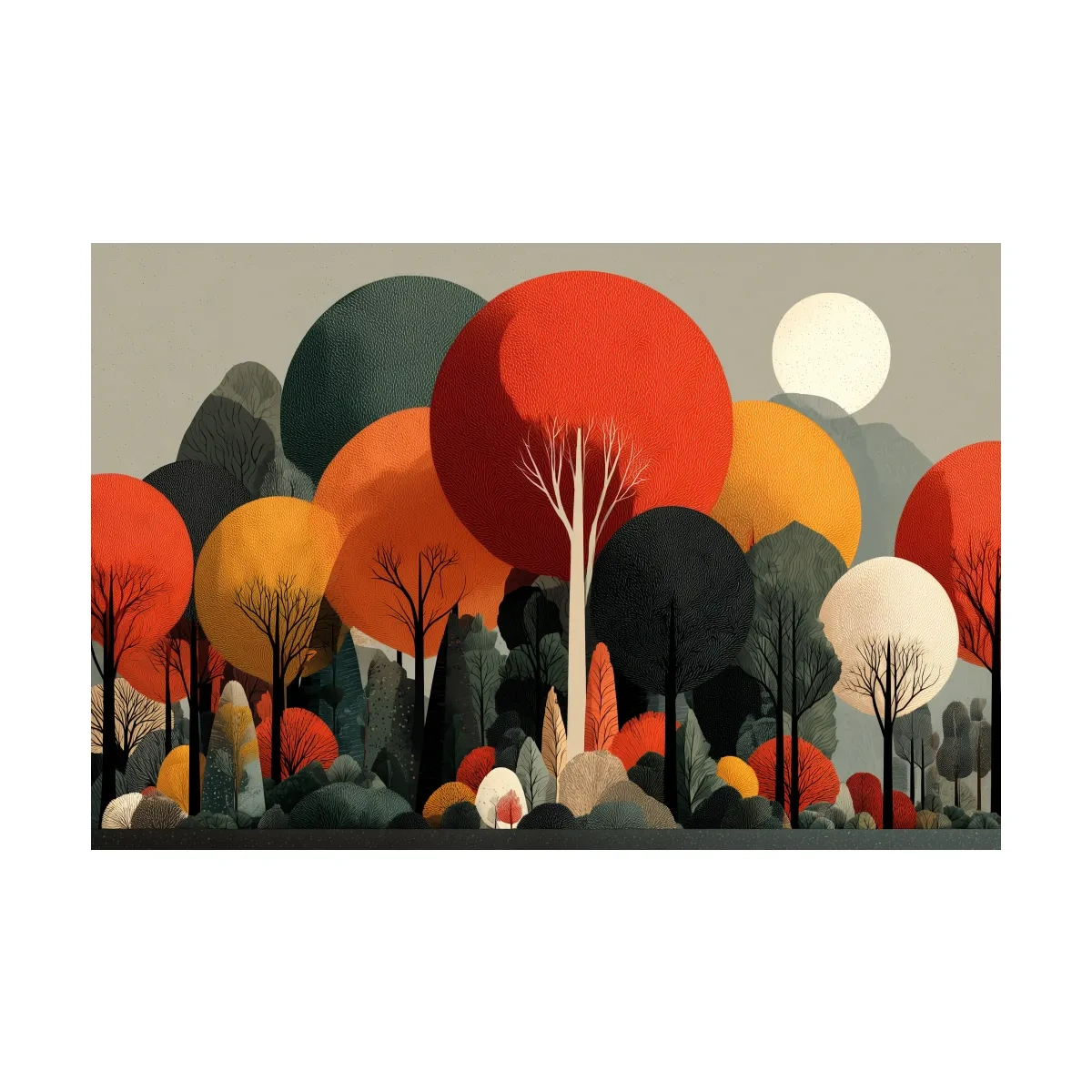 Abstract Autumn Forest Trees Canvas Art - Modern Scandinavian Wall Art