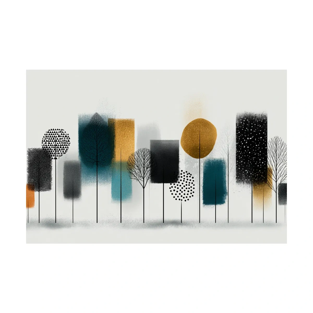 Abstract Minimalist Forest Grove Silhouettes - Modern Scandinavian Geometric Wall Art