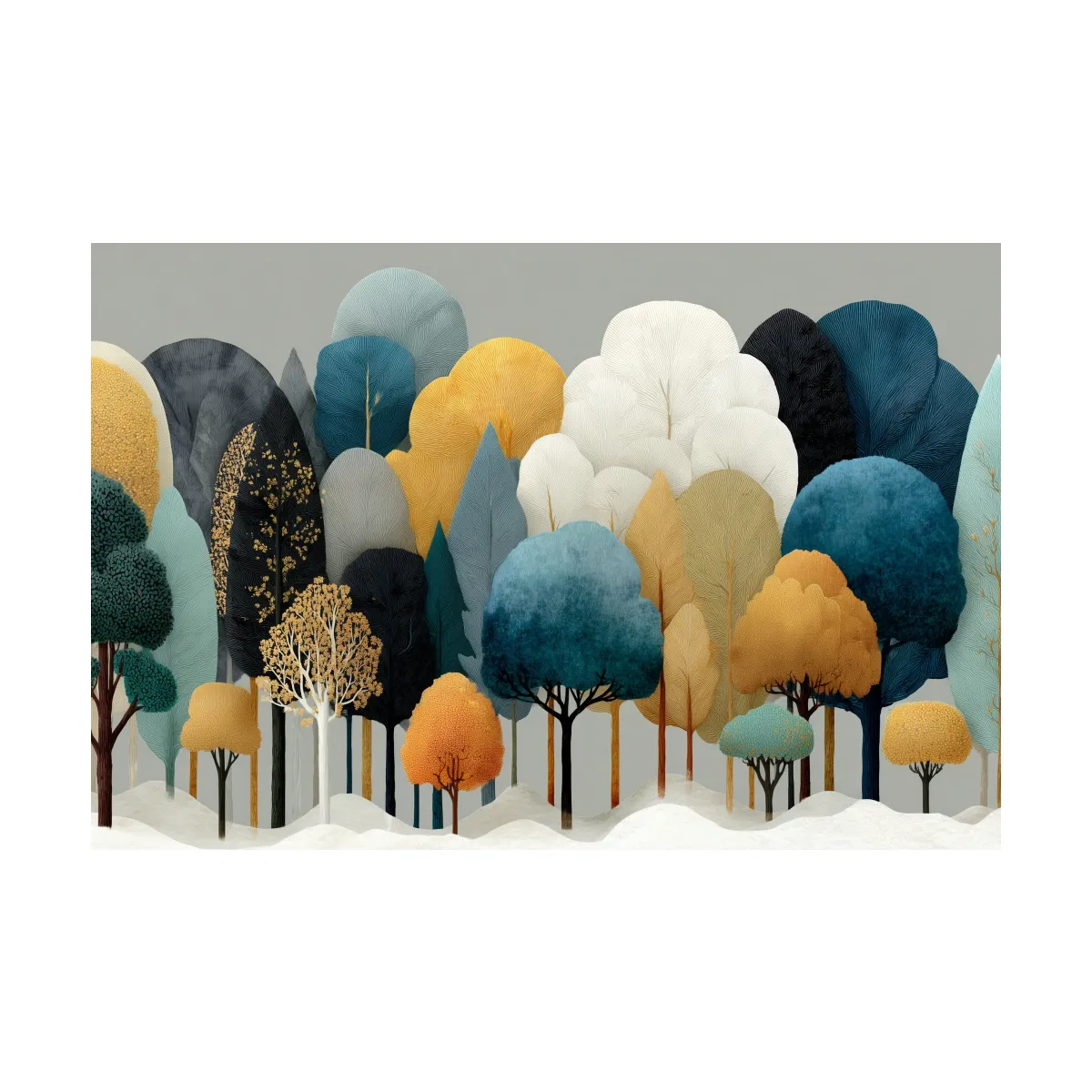 Scandinavian Winter Forest Trees Illustration - Modern Boho Nature Wall Art