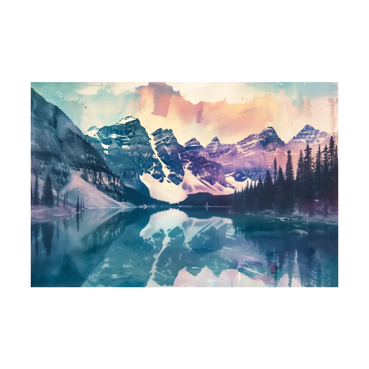 Valley of the Ten Peaks Watercolor Painting - Moraine Lake Banff Wall Art