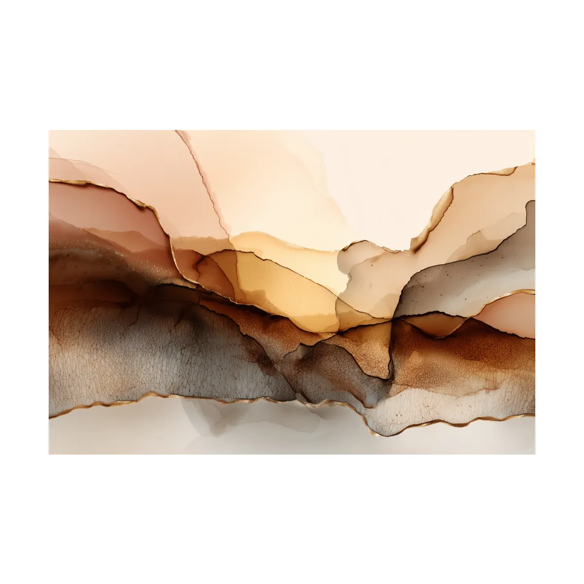 Abstract Alcohol Ink Landscape Painting - Modern Minimalist Wall Art