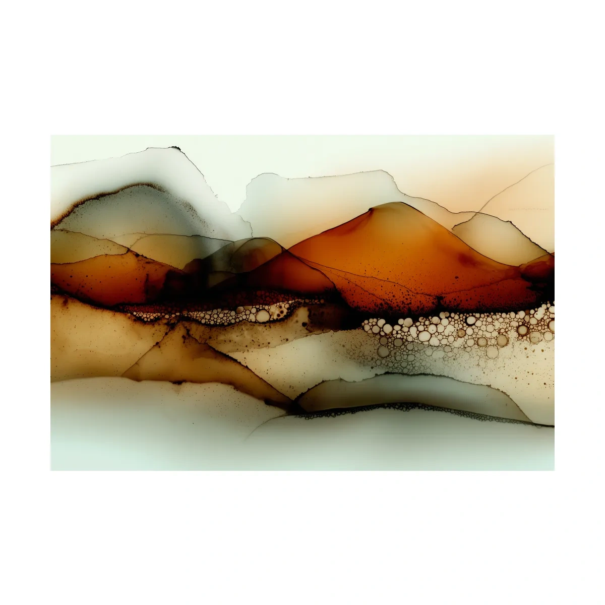 Amber Alcohol Ink Mountains - Abstract Landscape Wall Art