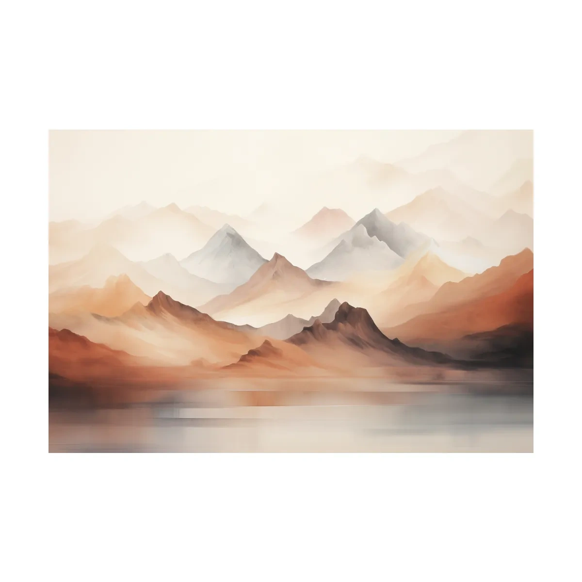 Pastel Mountain Range Watercolor - Warm Neutral Landscape Wall Art