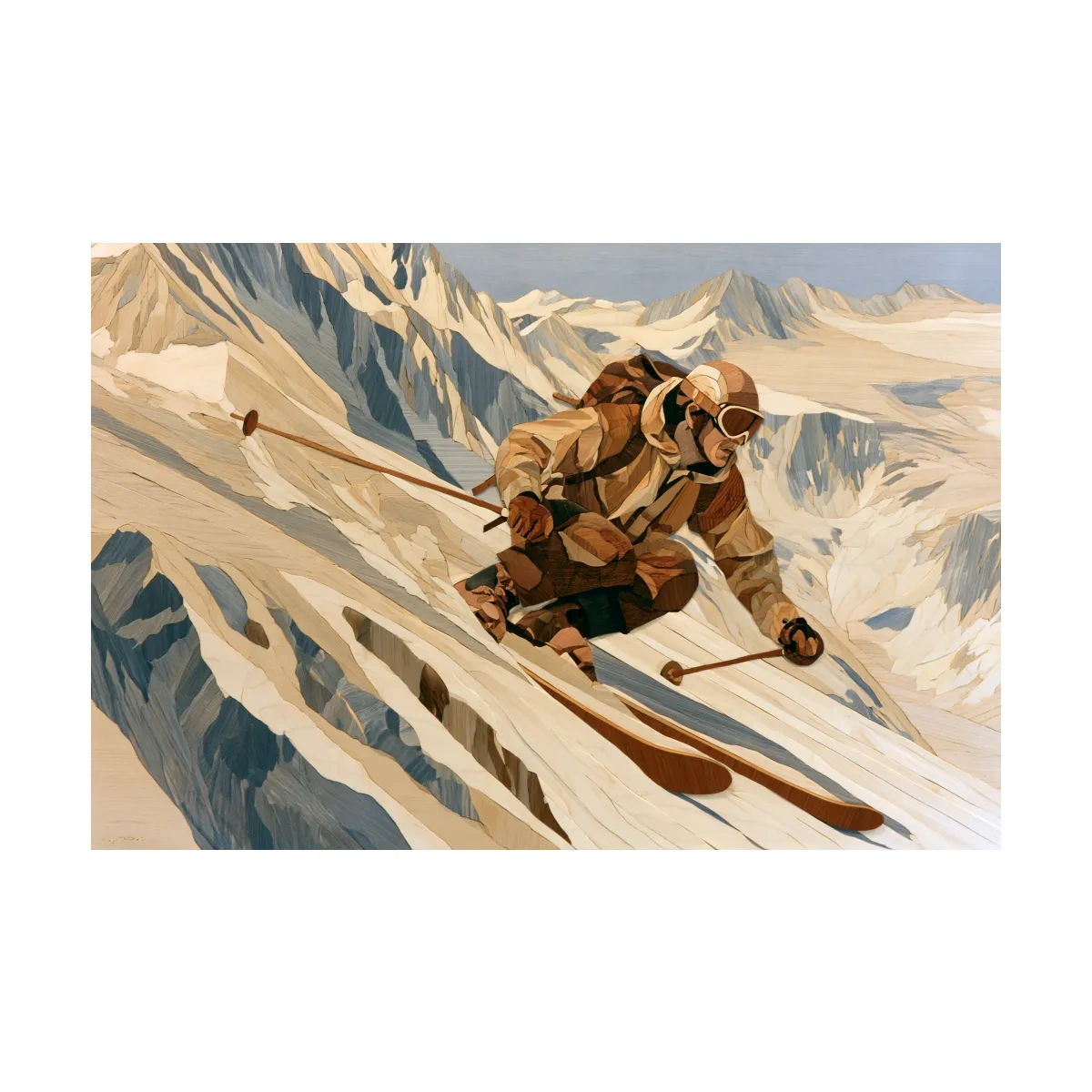 Dynamic Backcountry Skier Alpine Descent - Adventure Winter Sports Wall Art