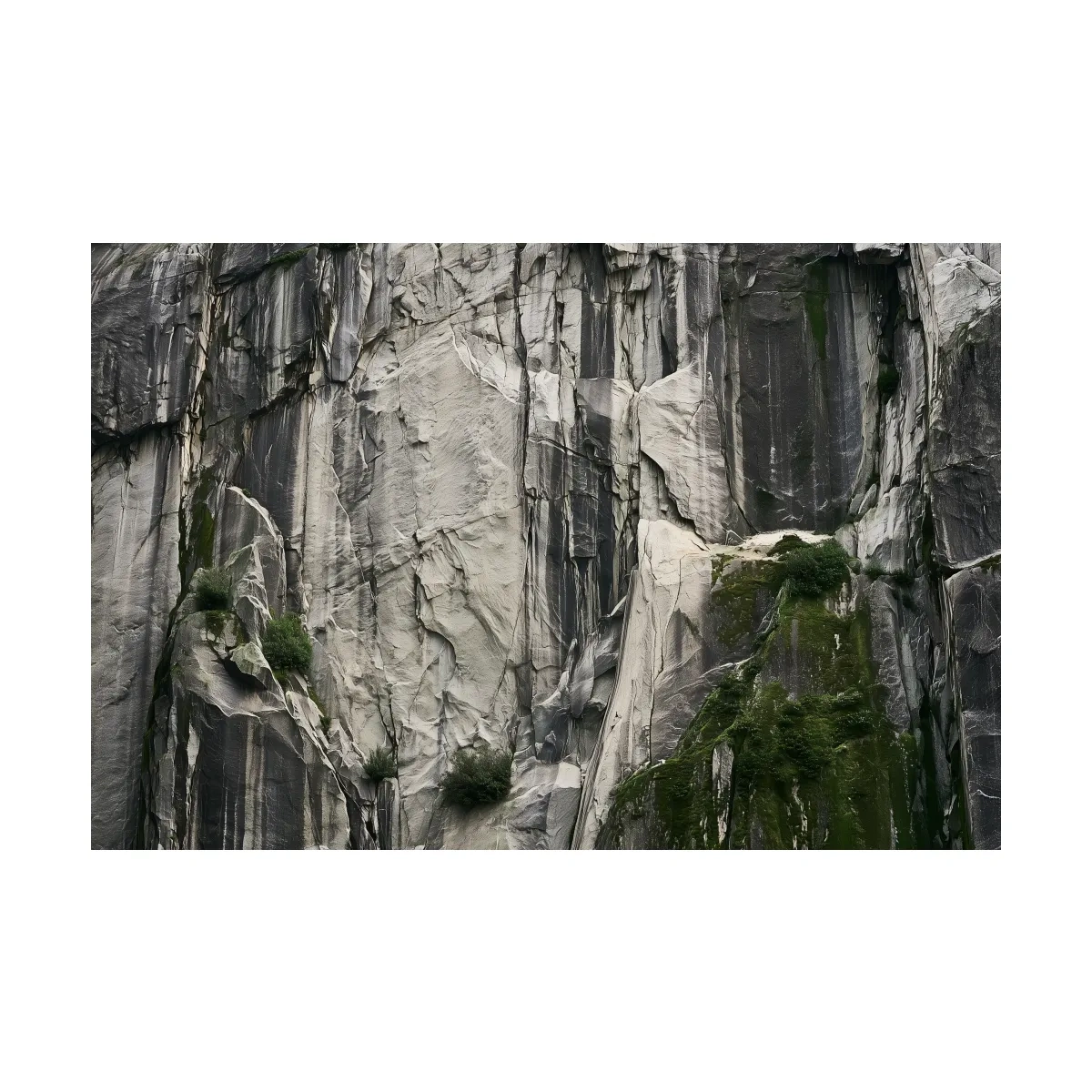 Textured Granite Cliff Face Photography - Moody Monochrome Rock Wall Art