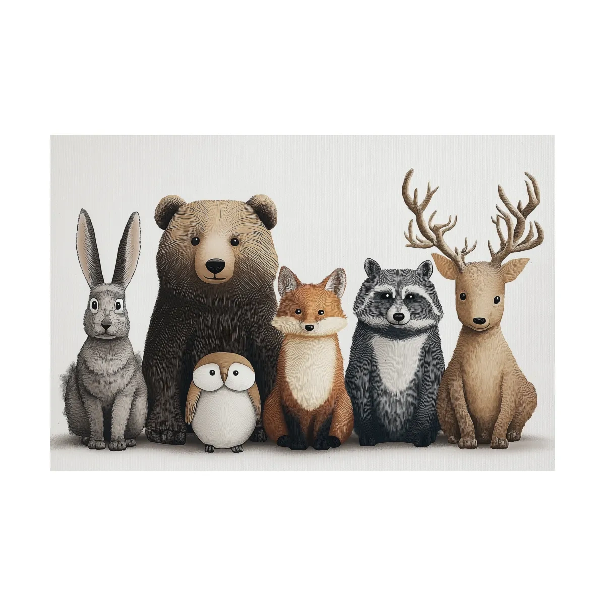 Cute Woodland Animal Art Illustration - Nursery Wildlife Wall Art - Childrens Room Decor