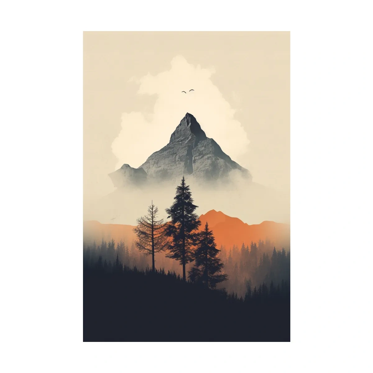 Minimal rustic mountain art