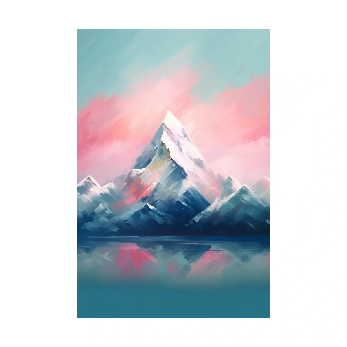Pastel Alpine Peak Painting - Impressionism Watercolor Mountain Wall Art