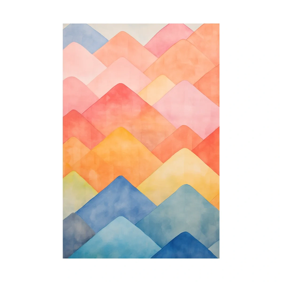 Bright colourful pastel shapes, abstract mountain patterns