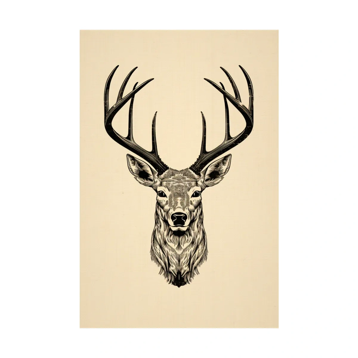 Sepia tone tattoo style illustration of a deers head