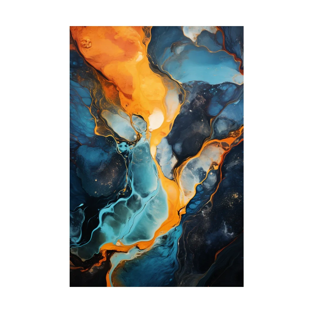 Vibrant Fluid River Abstract Painting - Alcohol Ink Style Wall Art