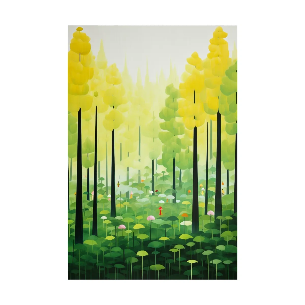 Whimsical Colorful Forest Painting - Surreal Botanical Wall Art