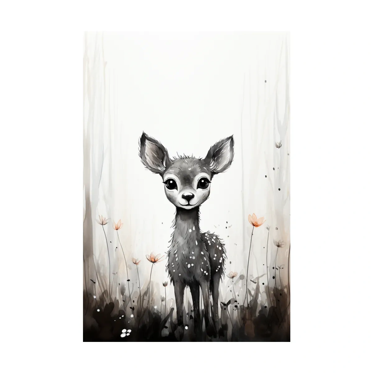 Cute baby deer, simple watercolor illustration drawing art
