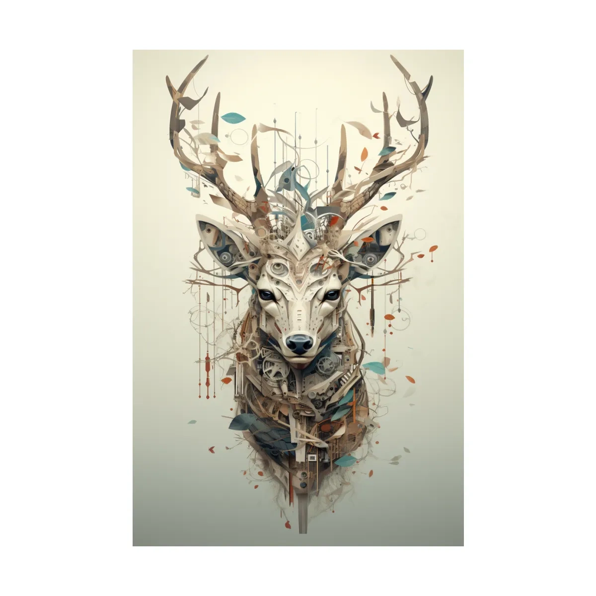 MC Escher style deer head collage art