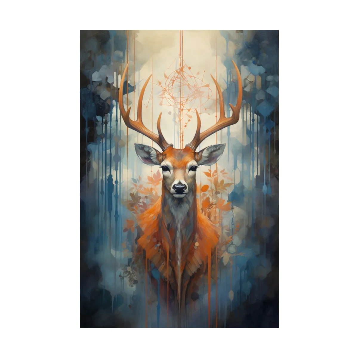 Abstract painting of a majestic deer head
