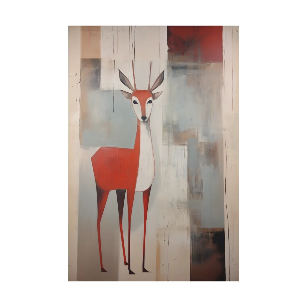 Rustic expressionist painting of a deer