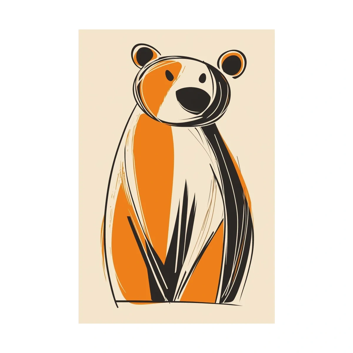 Fun caricature print of a cartoon bear