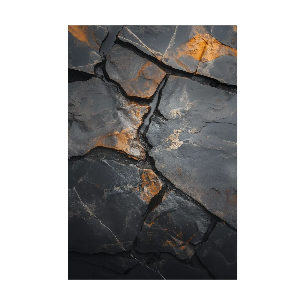 Charcoal Slate Stone Texture Organic Artwork - Modern Abstract Geology Wall Art