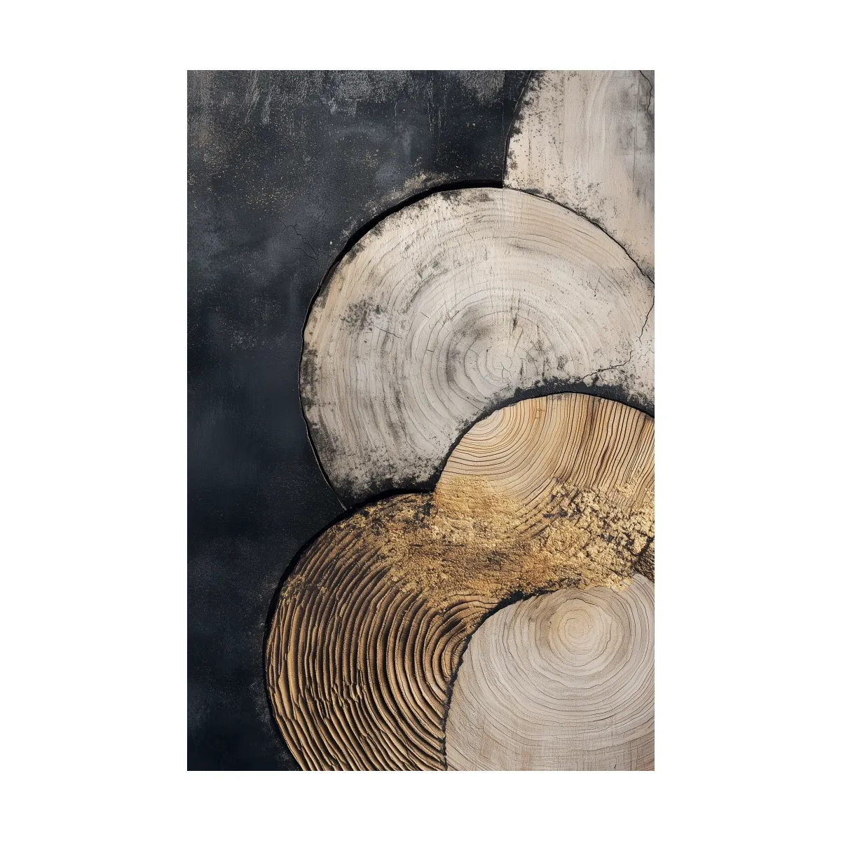 Abstract Wood Grain Texture Circles - Modern Geometric Wall Art