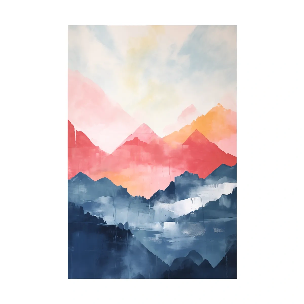 Colorful Abstract Mountain Sunrise Watercolor - Vibrant Pastel Landscape Wall Art