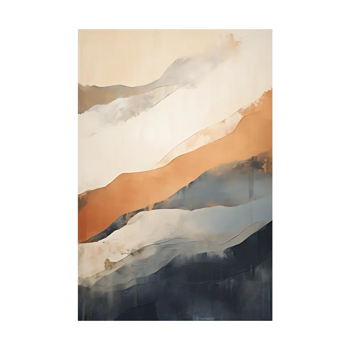 Abstract artwork painting, subtle mountain shapes