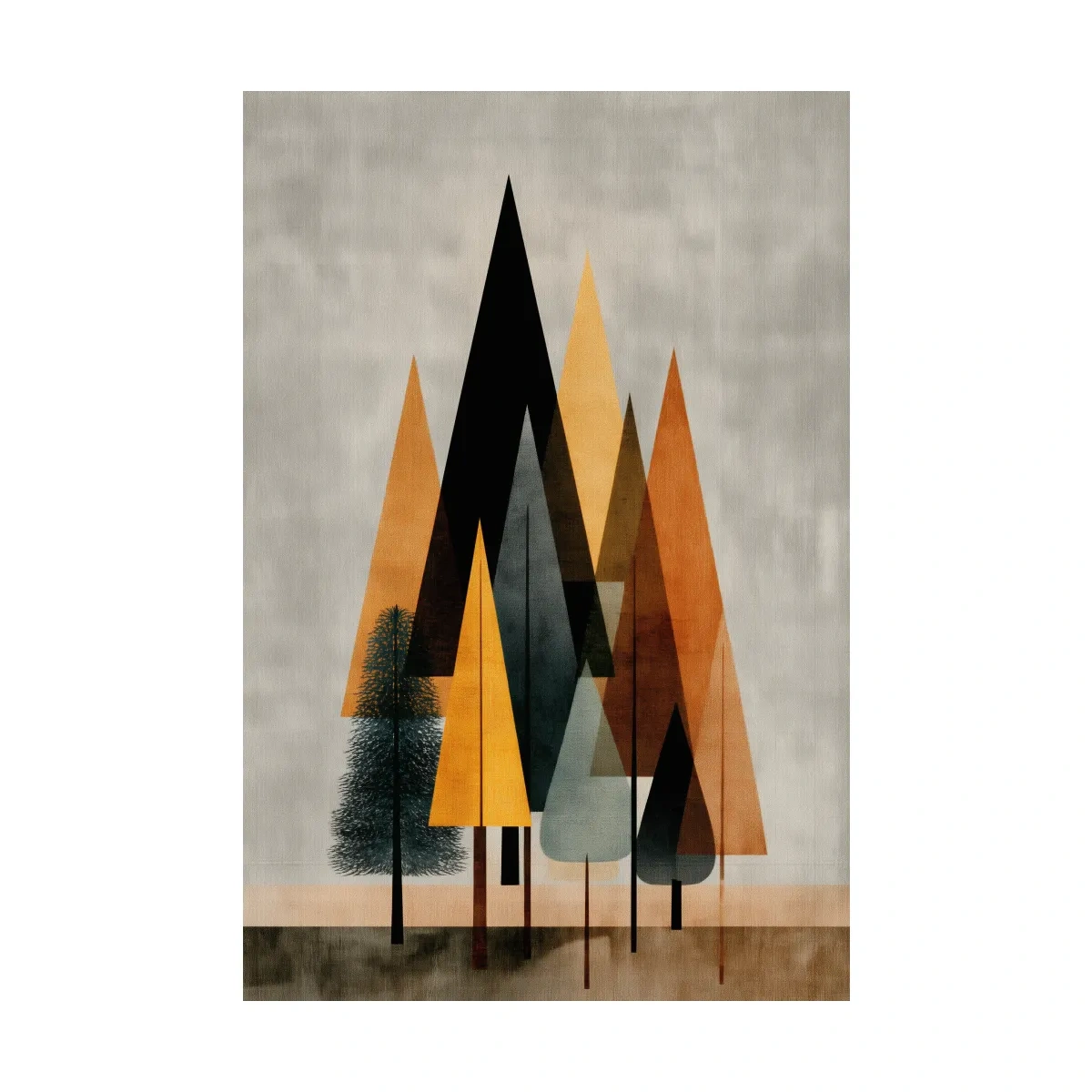 Minimalist Geometric Pine Tree Forest - Mid Century Modern Scandinavian Wall Art