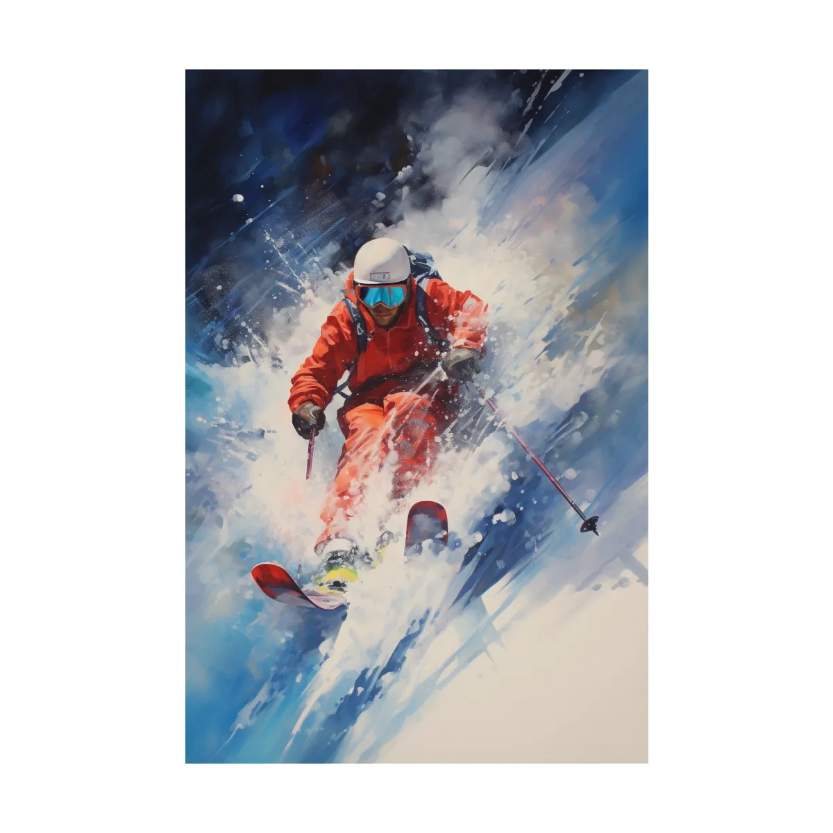 Powder Skier Dynamic Painting - Winter Sports Wall Art