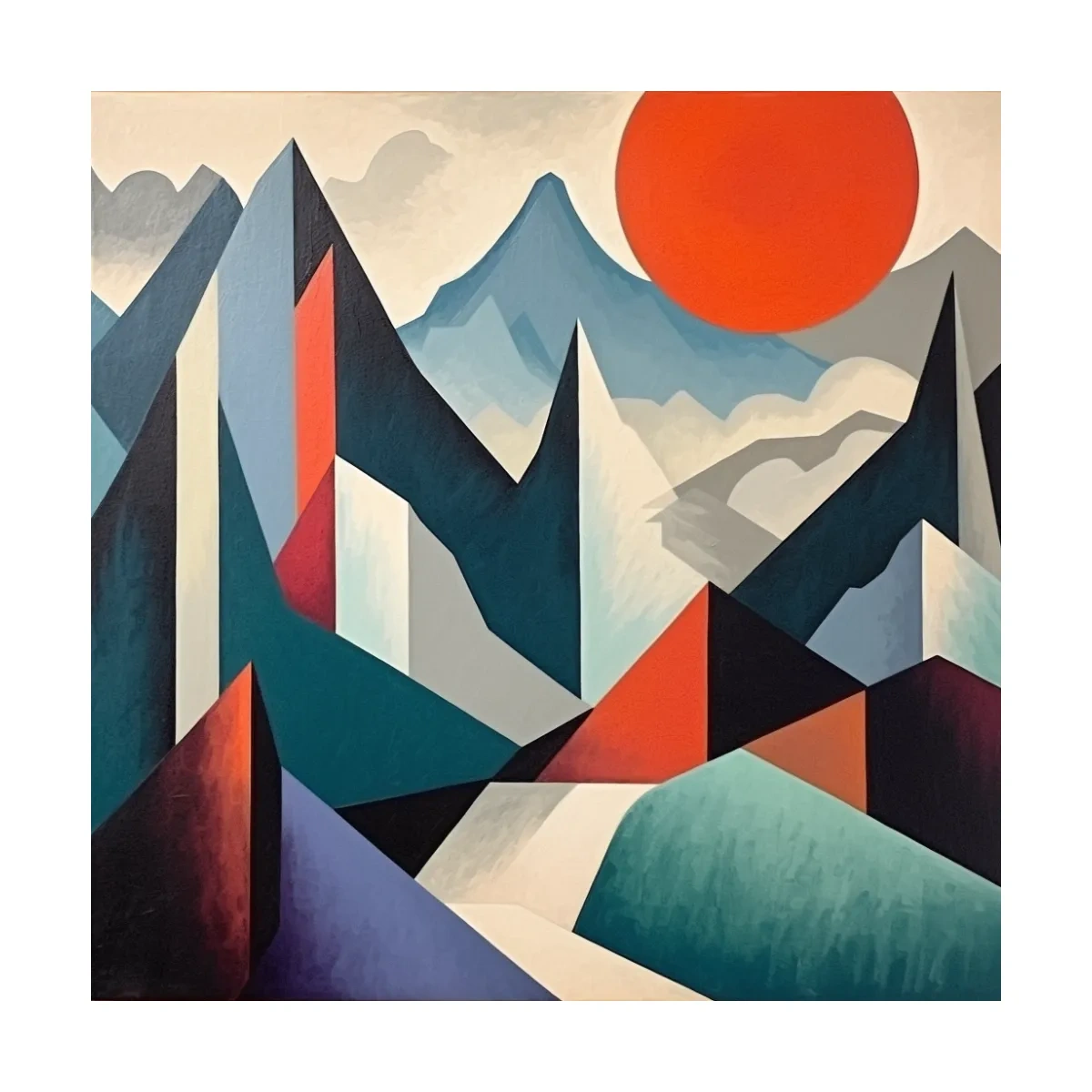 Abstract suprematism mountain painting
