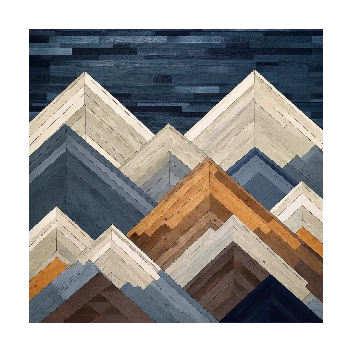 Geometric Wooden Mountain Peaks - Modern Abstract Landscape Wall Art