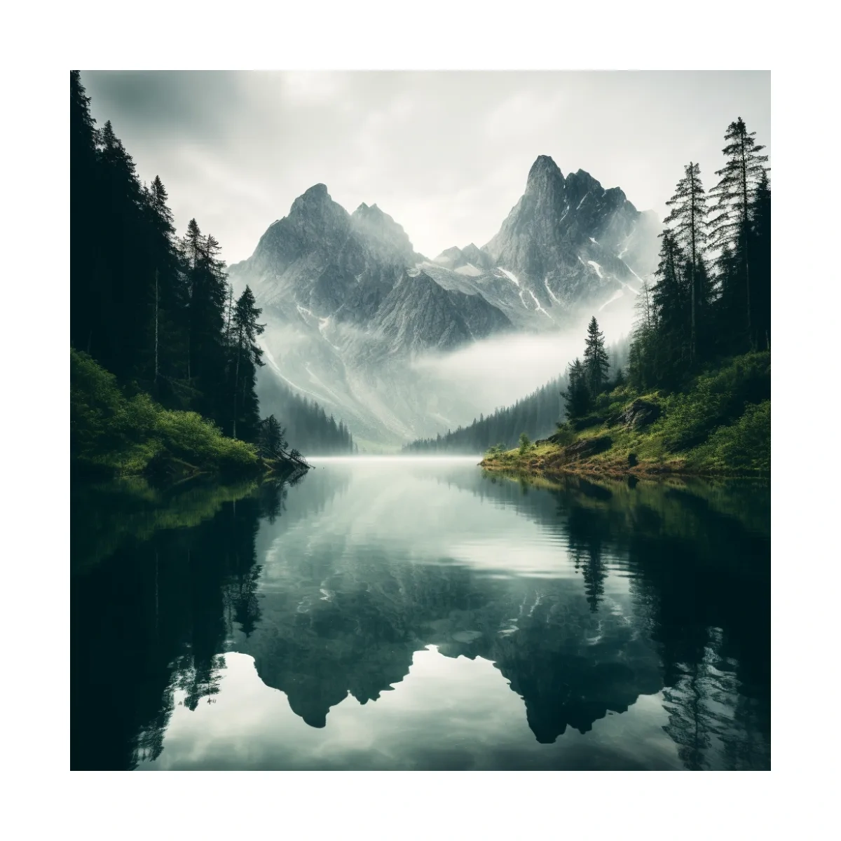 Photographic art, morning mountain mist