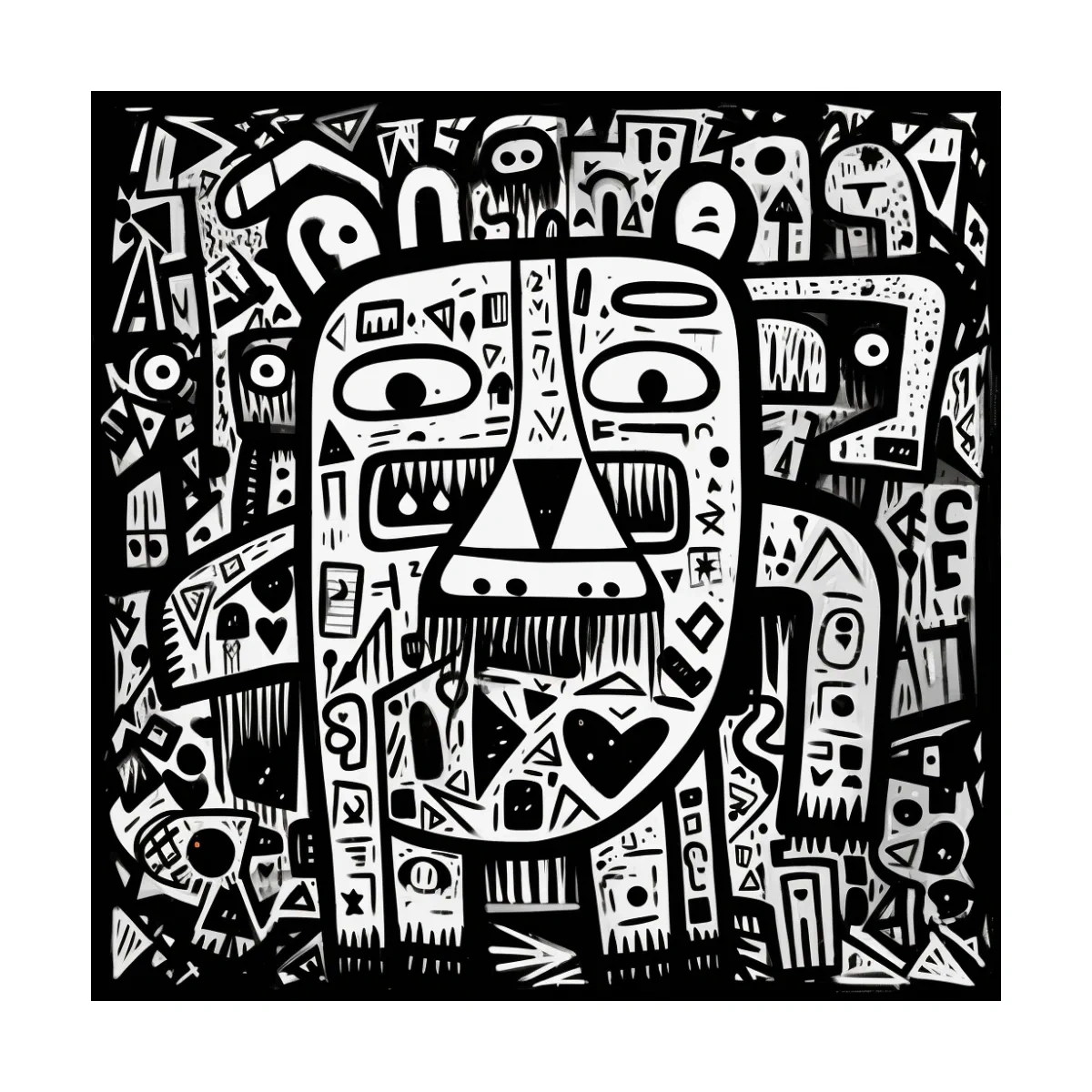 Tribal style doodle illustration of a bear character